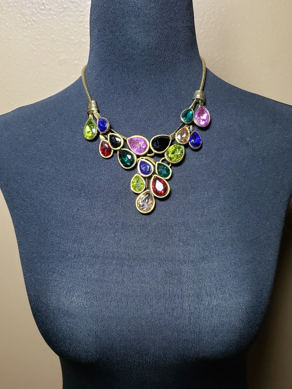 Multicolor Teardrop Statement Necklace